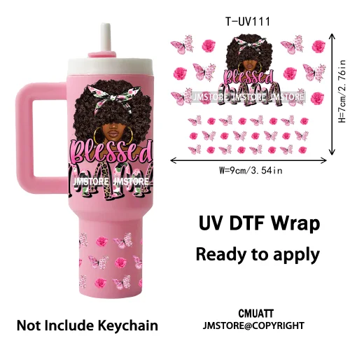 Black Mom Queen Afro African Custom UV DTF Stickers Print Tumbler Wraps Ready to Transfer Waterproof For Mini Tumbler Keychain