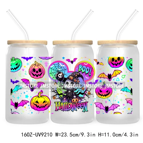 Boo Halloween Cartoon 16OZ UV DTF Cup Wrap Transfer Stickers Custom Labels Durable Waterproof For Libbey Glass Can Fall Pumpkin