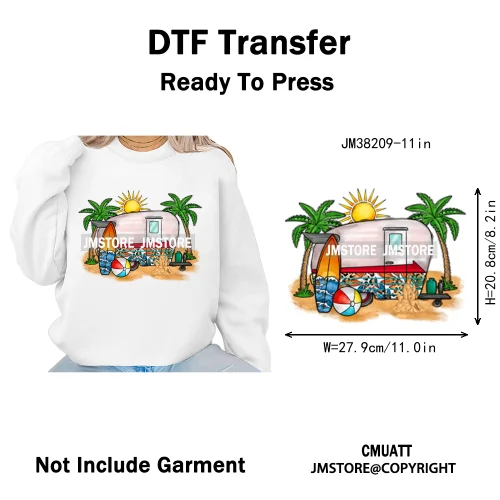 Spring Break Wildflower Seashell Turtle Coquette Sun Summer Vacation Iron on DTF Transfers Stickers Ready to Press for Clothes