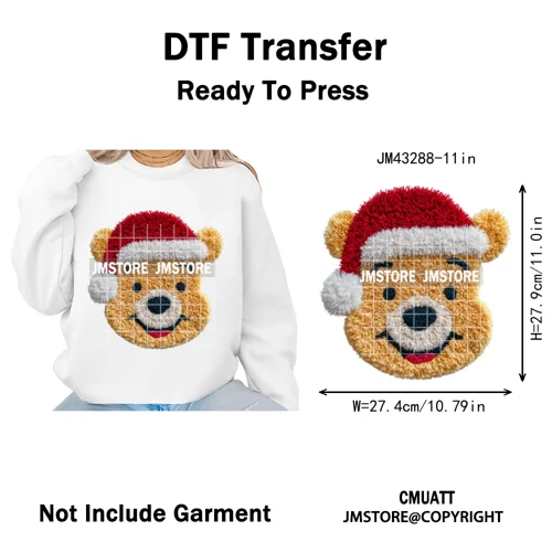 Latch Hook Faux Yarn Cartoon Movie Friends Merry Christmas Iron on Washable DTF Transfers Stickers Ready to Press for Textiles