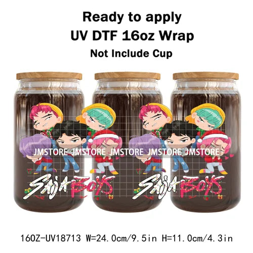 Demon Hunters Kpop Christmas Party UV DTF Stickers Ready To Apply Cup Wrap Durable Custom Prints DIY Craft For Libbey Can Glass