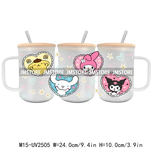 Cartoon Cars Halloween Pumpkin UV DTF Glass Can Wrap For 15OZ Mug Glass Cup Transfer Stickers DIY Custom Logo Label Best Friends