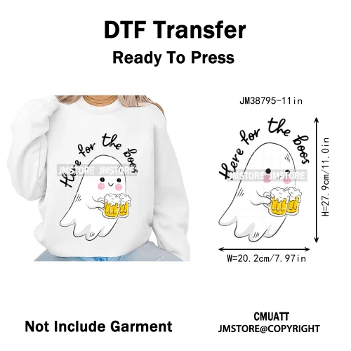Sarcasm Halloween Time Boos Ghost Spooky Vibes Washable Designs Iron on DTF Transfers Stickers Ready to Press for T-shirts Bags