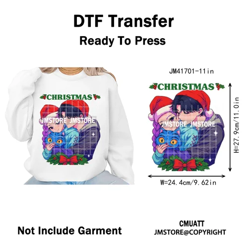 Merry Christmas Kpop Music Band Group Character Xmas Festive Love Iron on DTF Transfers Stickers Ready to Press for Clothes Bags