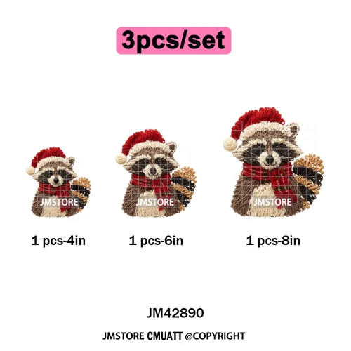 Funny Faux Yarn Crochet Christmas Tree Santa Winter Season Iron on DTF Washable Transfers Stickers Ready to Press for Textiles