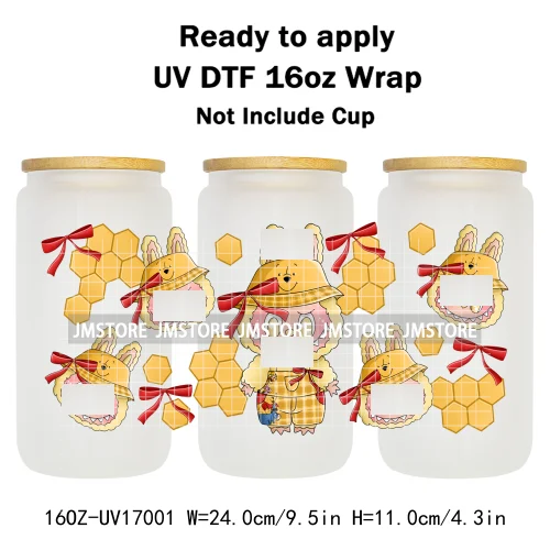Miniso Cartoon Character Monster Doll 16OZ UV DTF Cup Wraps Ready To Apply Waterproof Transfer Stickers For Libbey Glass Can Mug