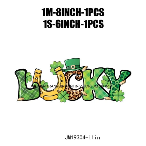 DIY Peace Love Luck Happy St Patrick's Day Design Printing Feeling Lucky Green Shamrocks DTF Transfer Stickers For Clothing