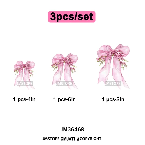 Floral Love Season Coquette Bow Wedding Party Vibes Decals Iron on DTF Washable Transfers Stickers Ready to Press for Dresses