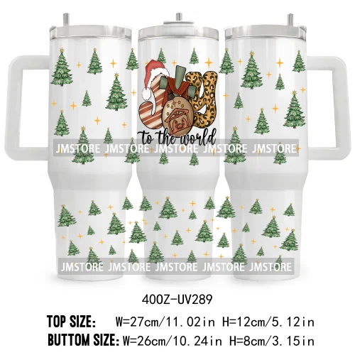 Tis The Season Christmas Tree Candy Cane UV DTF Tumbler Wrap Transfer Stickers Custom Label 40OZ Wraps Jesus Christian Christmas