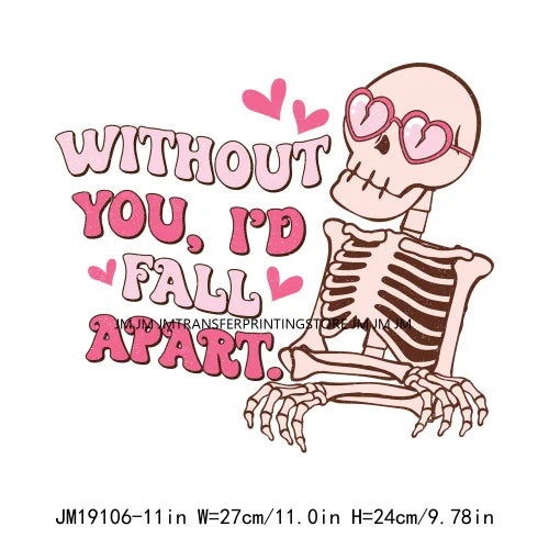 Pink Retro Skeleton Anti Valentine Club Talk About Love Dead Inside But It's Valentine's Skull DTF Transfer Stickers For Shirts