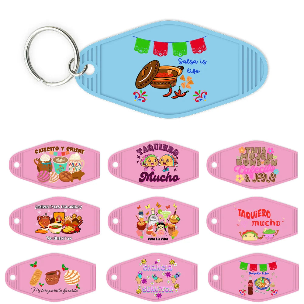 Mexico Latin Culture High Quality WaterProof UV DTF Sticker For Motel Hotel Keychain Mexican Sweet Snacks