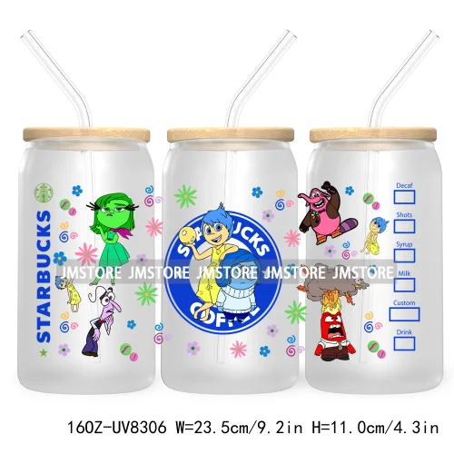 It's Okay To Feel All The Feels UV DTF Cup Wrap For 16OZ Glass Cup Can Transfer Stickers Custom Label Logo Inside Out Characters