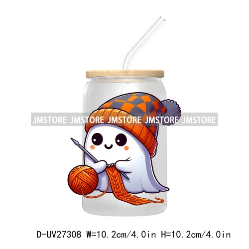 Spooky Ghost Halloween Autumn Pumpkin Season UV DTF Transfer Stickers Decals For Libbey Cold Cups Mugs Tumbler Black Cats Boo