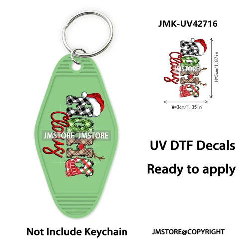 Preppy Bow Christmas Reindeer Mama Mini UV DTF Keychain Decals Ready To Apply Waterproof Durable Wraps For Hotel Motel Keychain