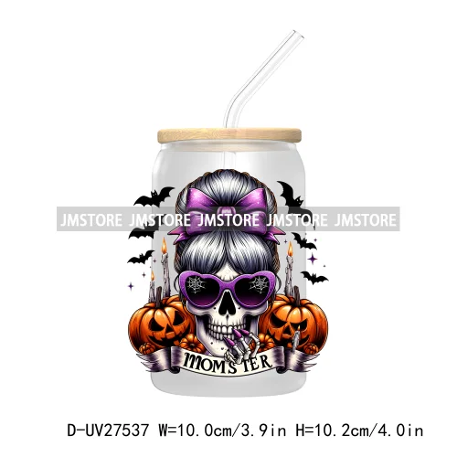 Candy Heart Spooky Ghost Halloween UV DTF Transfer Stickers Decals For Libbey Cold Cup Mug Tumbler Tis The Season Horror Pumpkin