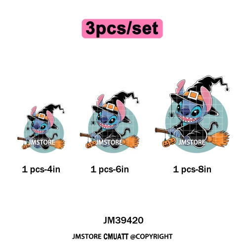 Spooky Vibes Horror Trick Or Treat Cartoon Animal Pumpkin Bats Iron on DTF Washable Transfers Sticker Ready to Press for Hoodies
