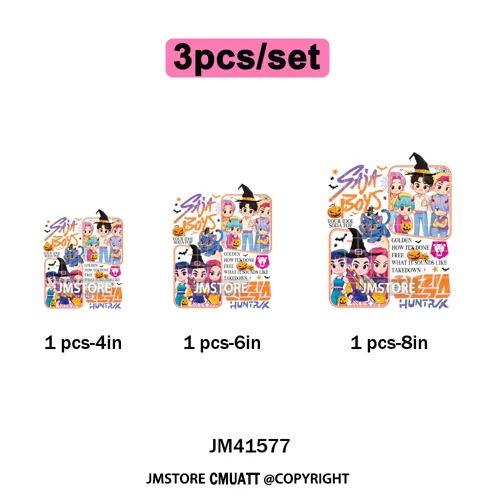 Cartoon Kpop Spooky Boys Girls In This House Era Halloween Iron on DTF Washable Transfers Stickers Ready to Press for Clothes