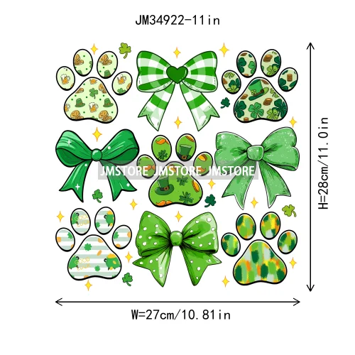 Feeling Lucky Vibes Coquette Shamrock Irish St Patrick's Day Iron On DTF Heat Transfers Stickers Ready To Press For T-shirts Bags