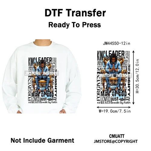 Bible Inspirational Quotes Black Prayer Men of God Religious Iron on Washable DTF Transfers Stickers Ready to Press for Textiles