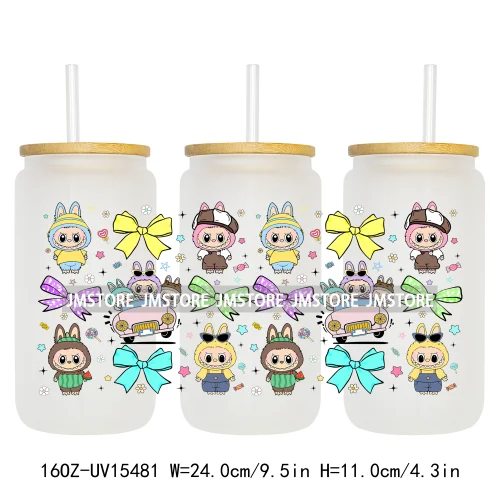 Cute Mama Doll Cartoon Mirror Bow 16OZ UV DTF Cup Wraps Ready To Apply Waterproof Transfer Stickers For Libbey Glass Can Tumbler