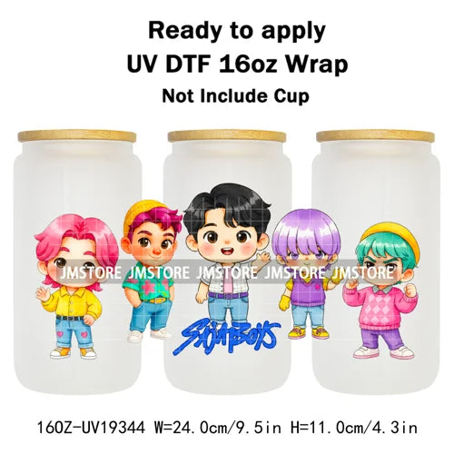 Demon Hunters Kpop Cup Noodle UV DTF Cup Wrap Ready To Apply Transfer Stickers Durable 16OZ Tumbler Wraps For Libbey Glass Can
