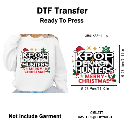 Merry Christmas Kpop Music Band Group Character Xmas Festive Love Iron on DTF Transfers Stickers Ready to Press for Clothes Bags