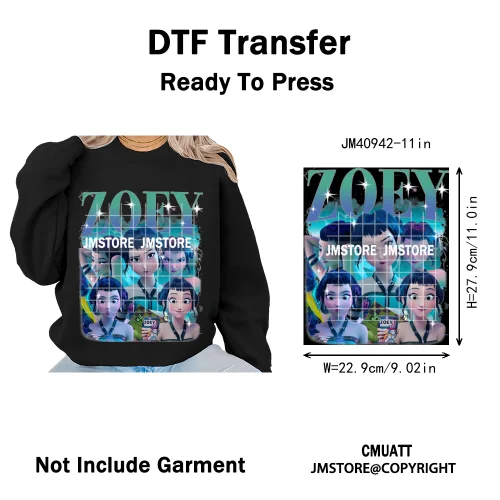 Cartoon Girl Dinner Kpop Merch Idol Band Group Music Movie Iron on DTF Washable Transfers Stickers Ready to Press for Textile