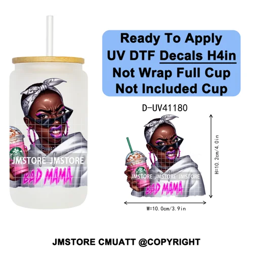 Bad Mama Killers Mom Halloween UV DTF Decals Ready To Apply Waterproof Transfer Stickers DIY Crafts For 16OZ Libbey Glass Can