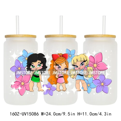 Fashion Princess Monster Doll 16OZ UV DTF Cup Wraps Ready To Apply Waterproof Transfer Stickers For Libbey Glass Can Tumbler