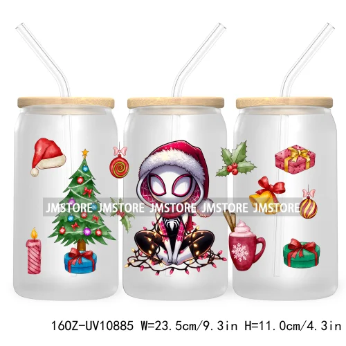 Cute Baby Horror Characters Christmas Season 16OZ UV DTF Cup Wrap Transfer Stickers Durable Waterproof Logo For Libbey Glass Can