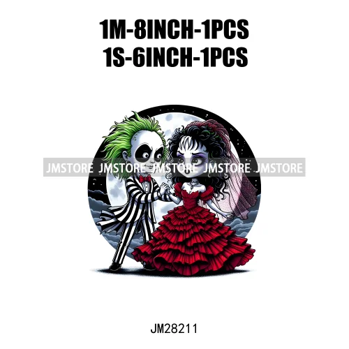 Cartoon Double Trouble Couple Character Halloween Printing Patches Iron On DTF Transfers Stickers Ready To Press For Clothing