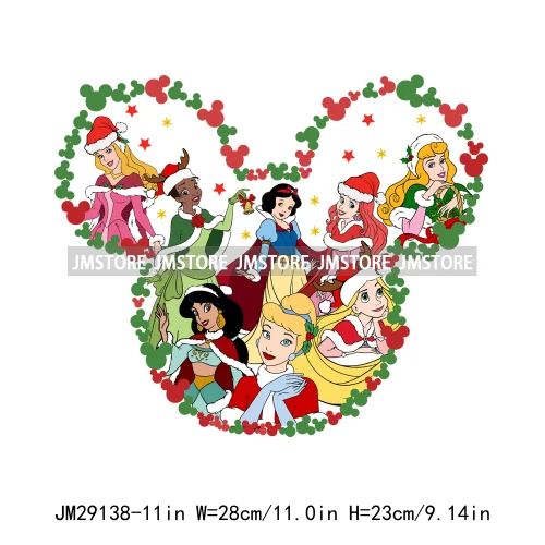 Cartoon Princess Jolly Tis The Season Christmas Party Best Day Ever Iron On DTF Transfers Stickers Ready To Press For T-shirts