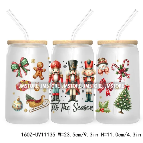 Just A Girl Who Loves Christmas UV DTF Cup Wrap For Libbey Glass Can Transfer Stickers Waterproof Custom Labels Tis The Season