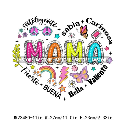 Mama Nana Spanish Blessed Abuela Latina Mom Life Iron On Decals Mother's Day Madre Quotes DTF Transfer Stickers For Clothes