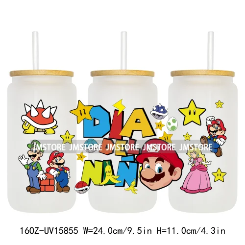 Retro Game Super Hero Princess UV DTF Cup Wraps Ready To Apply Waterproof Transfer Stickers For 16OZ Libbey Glass Can Tumbler