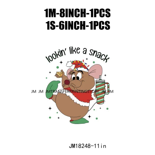 Funny Mouse Princess Christmas Designs Looking Like A Snack Gus Christmas Heat Transfer Stickers Ready To Press For Clothes Bags