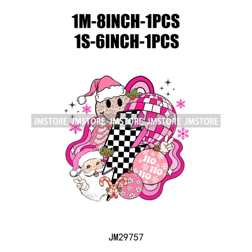 Small Town Fram Fresh Tree Christmas Merry Vibes Ho Ho Ho Santa Deer Iron On DTF Transfers Stickers Ready To Press For Hoodies