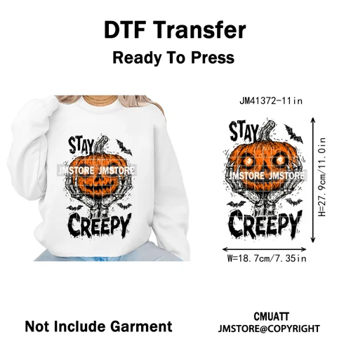 Preppy Coquette Halloween Floral Fall Pumpkin Spooky Season Iron on Washable DTF Transfers Stickers Ready to Press for Clothing