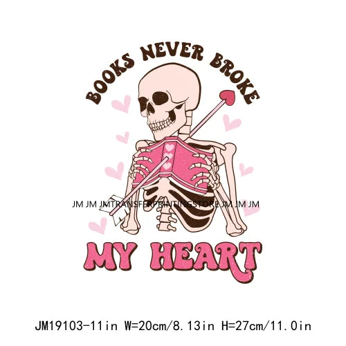 Pink Retro Skeleton Anti Valentine Club Talk About Love Dead Inside But It's Valentine's Skull DTF Transfer Stickers For Shirts