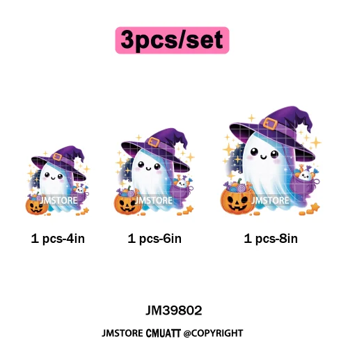 Spooky Coffee Lover Halloween Coquette Pumpkins Witches Ghost Iron on DTF Washable Transfers Stickers Ready to Press for Clothes
