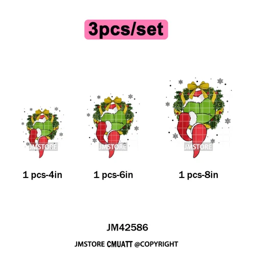 Cute Cartoon Character Coffee Cup Coquette Candy Merry Christmas Iron on DTF Heat Transfers Stickers Ready to Press for Hoodies