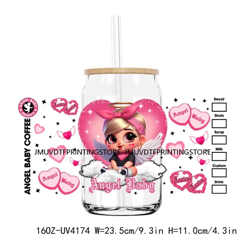 Chicano Baby Angel 16OZ UV DTF Cup Wrap Transfers Stickers Old School Cholo Girl Custom DIY Waterproof Logo For Libbey Glass Can