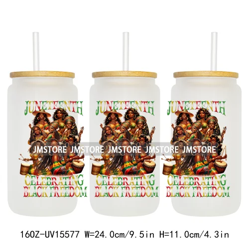 1865 Juneteenth Black History Month UV DTF Cup Wraps Ready To Apply CustomTransfer Stickers For 16OZ Libbey Glass Can Tumbler