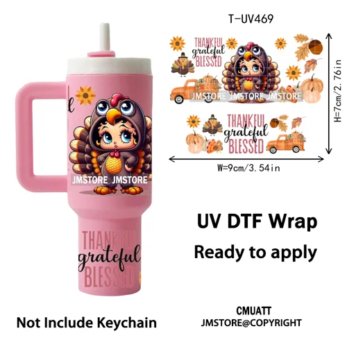 Cartoon Movie Thanksgiving Christmas UV DTF Keychain Wraps Ready To Apply Durable Custom UV Stickers For Mini Tumbler Keychain