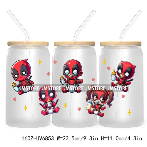 Cartoon Mouse Princess Friends 16OZ UV DTF Cup Wrap Transfers Stickers For Libbey Glass Can Cups Tumbler Waterproof Craft