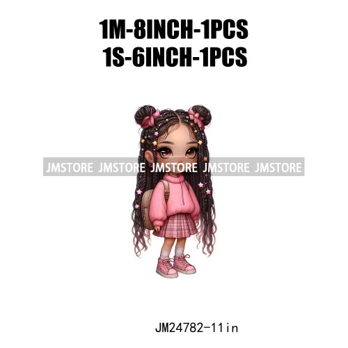 Washable Fashion Dreadlocks Cozy Casual School Chibi Girls Designs Iron On Heat Press DTF Transfer Stickers For Clothing Bags