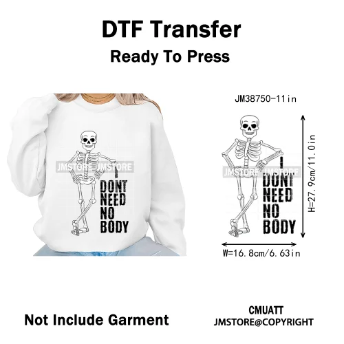 Funny Spooky Season Skelleton Coffin Break Sarcastic Halloween Puns Iron on DTF Transfer Sticker Ready to Press for Clothes Bags