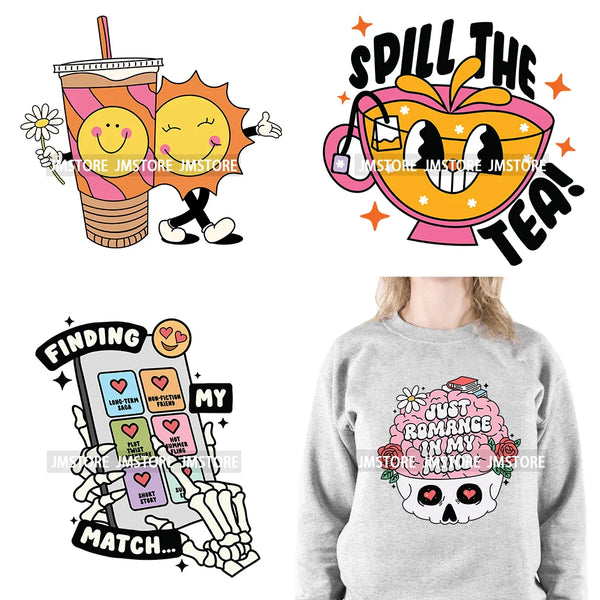 Happy Reading Book Life Coffee Tea Affirmation Saying Positive Quotes Iron On DTF Transfers Stickers Ready To Press For Clothing