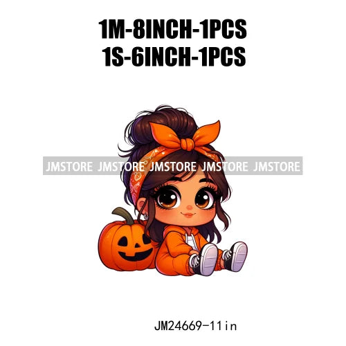 Funny Headband Hispanic Cute Latina Baby Girls Halloween Pumpkin Designs Iron On DTF Heat Press Transfer Stickers For Shirt Bags