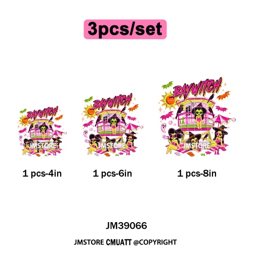 Spooky Scary Vibes Cartoon Halloween Ghost Designs Iron on DTF Washable Heat Transfers Stickers Ready to Press for Textile Bags